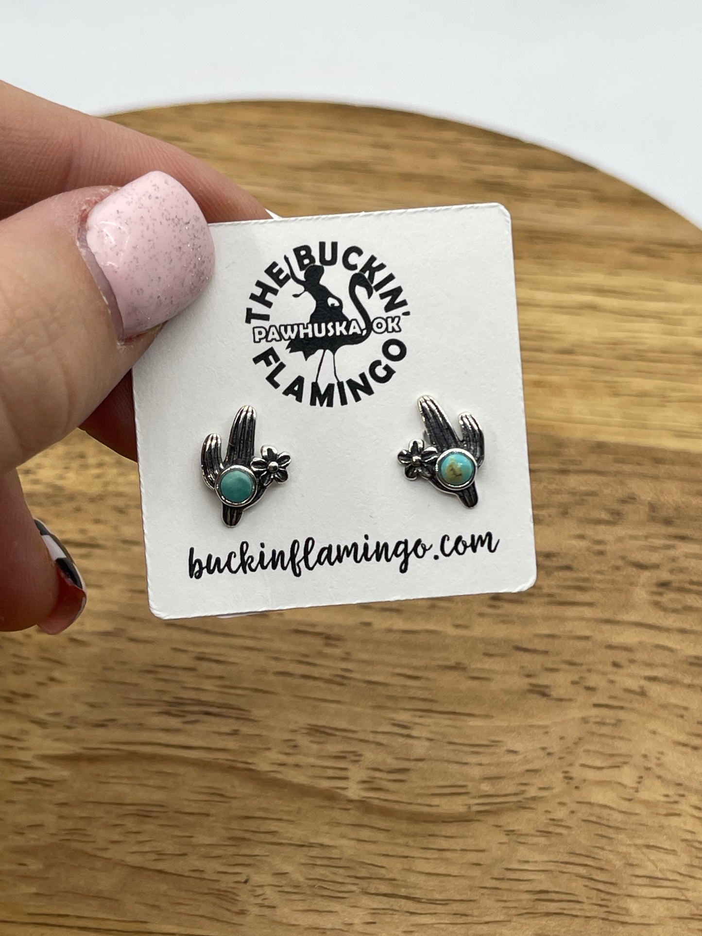 Saguaro Cactus with Turquoise Post Earrings