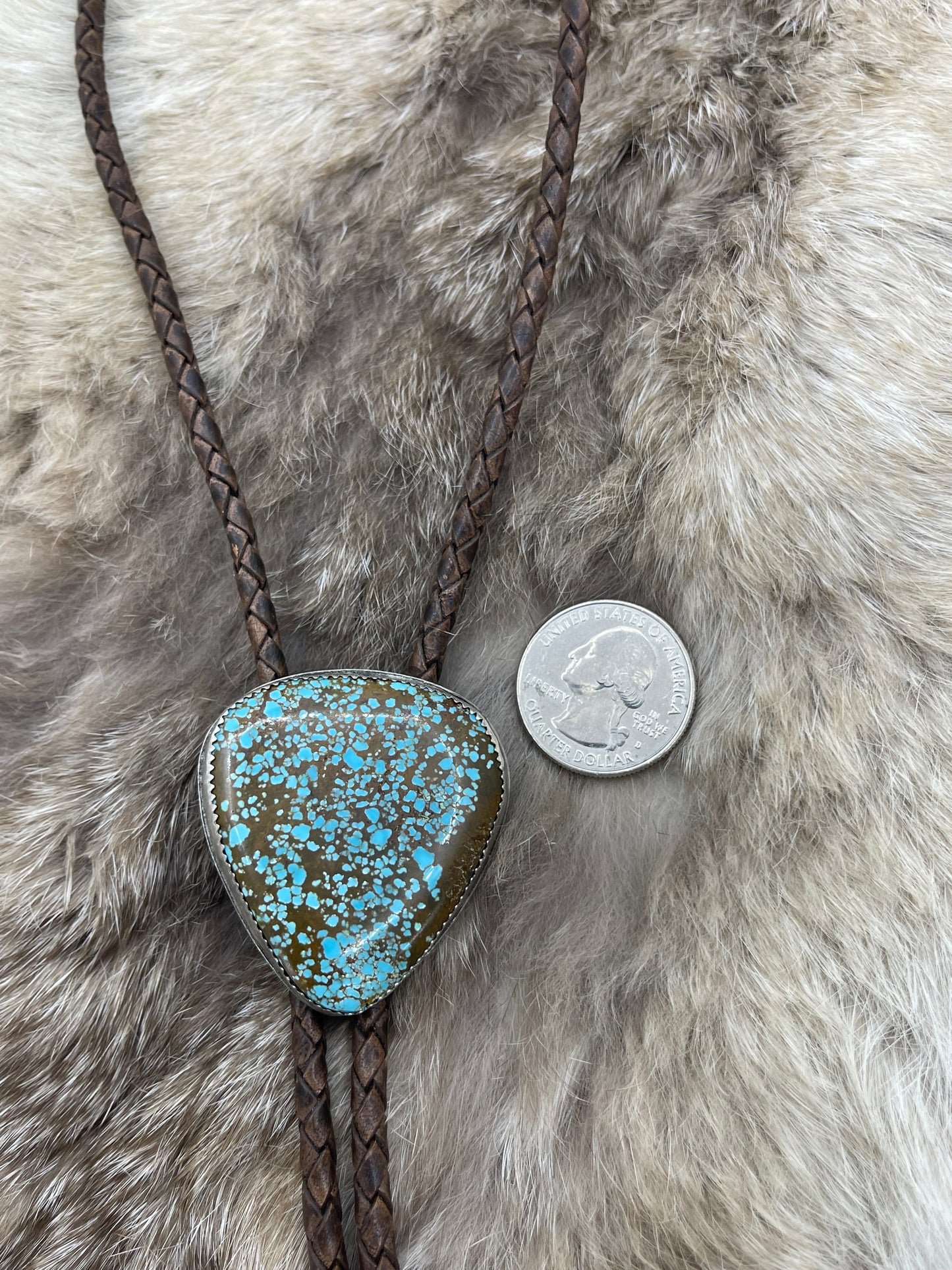 #8 Turquoise Bolo Tie by Carrie Cannon, Kiowa