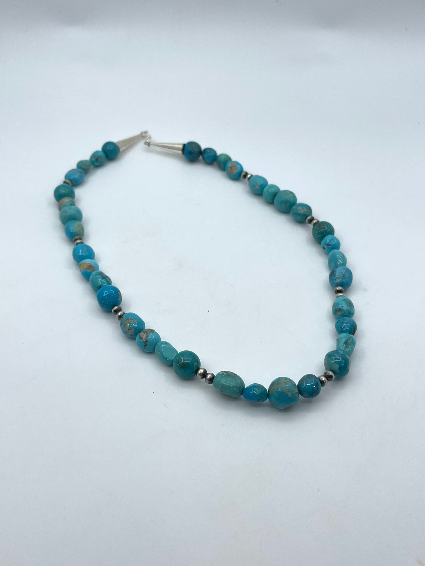 18" Natural Chunky Sonoran Blue Turquoise w/ Navajo Style Pearls Necklace