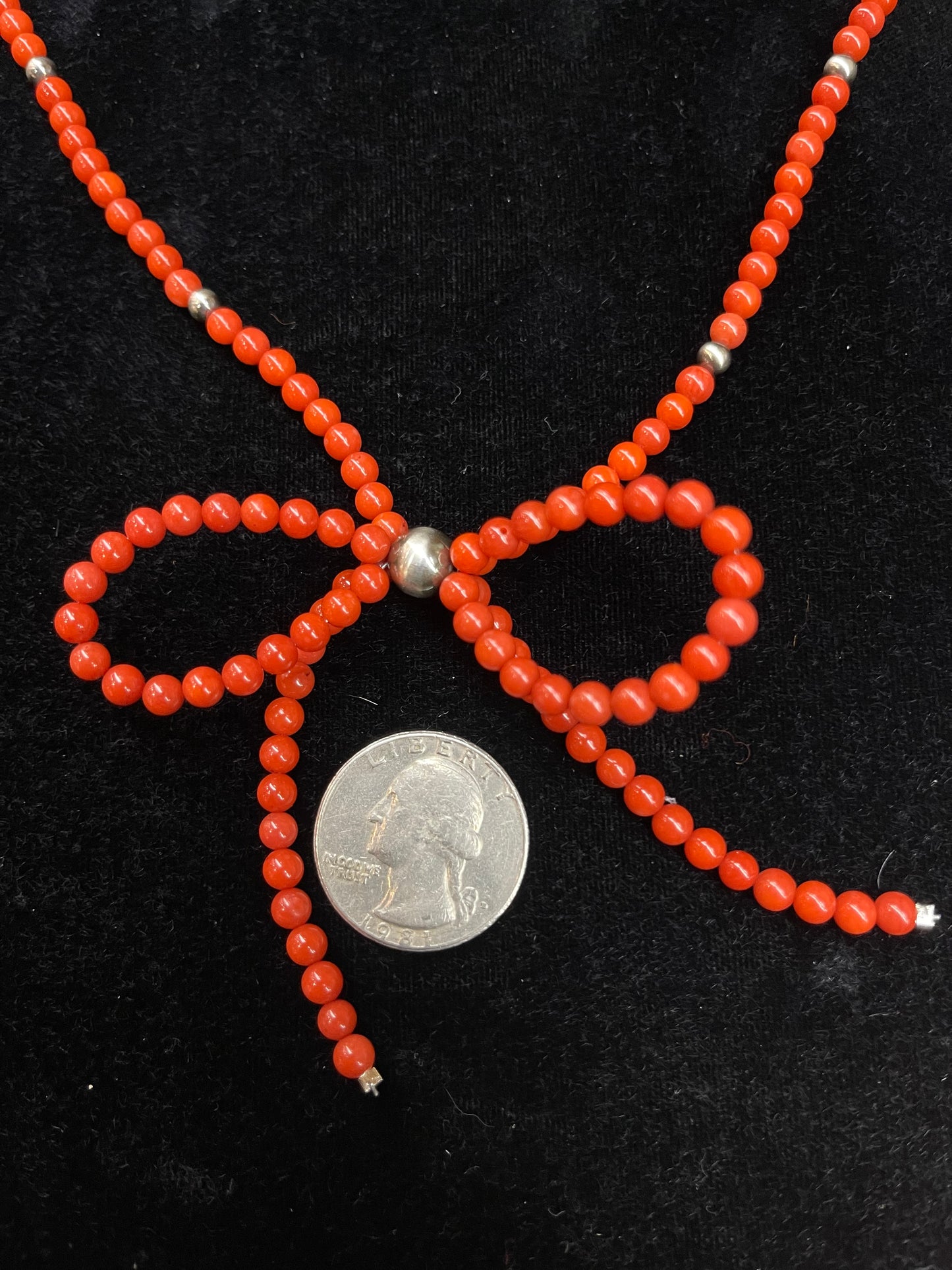 18" Red Coral Bow Necklace