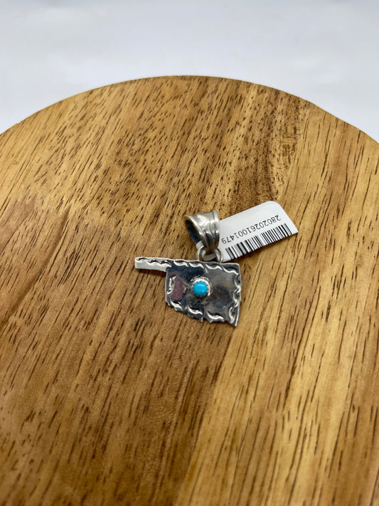 Oklahoma Turquoise Pendant with a 8.2mm Bale by Brandon Belin, Navajo