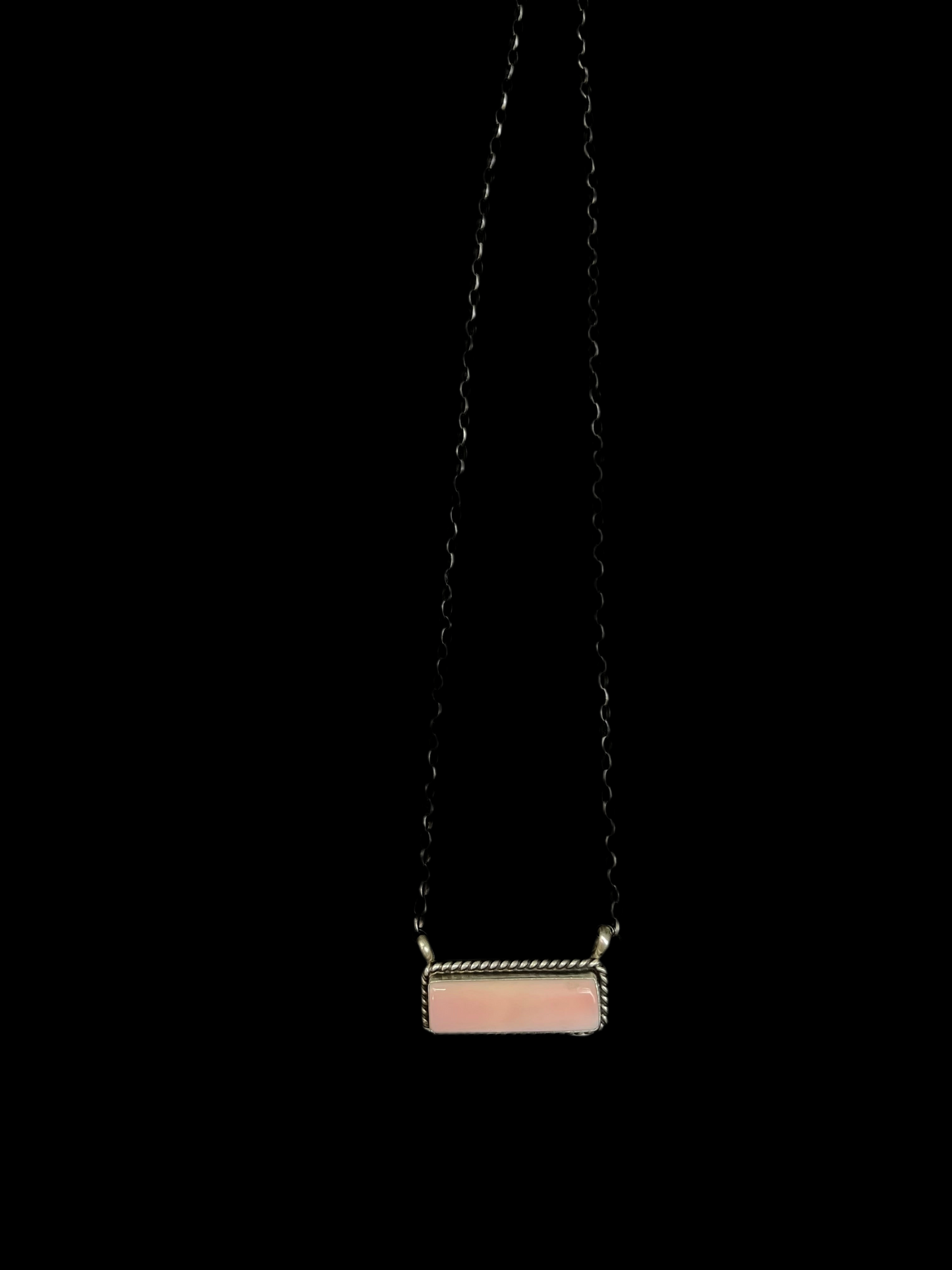 16" Pink Conch Shell Bar Necklace by Alfred Martinez, Navajo