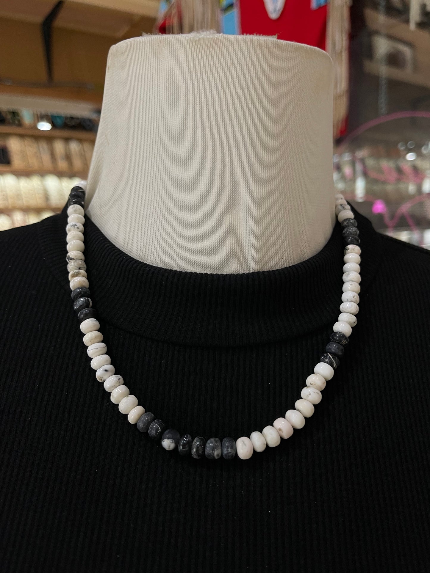 19" 7mm White Buffalo Beaded Necklace