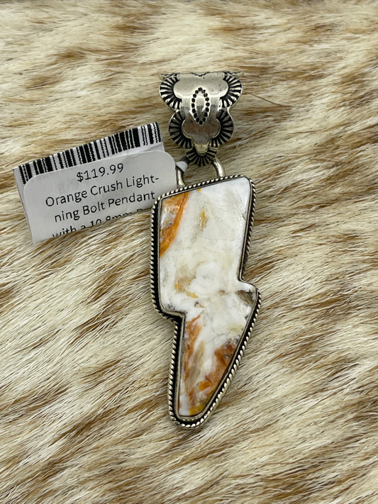 Orange Crush Lightning Bolt Pendant with a 10.8mm Bale