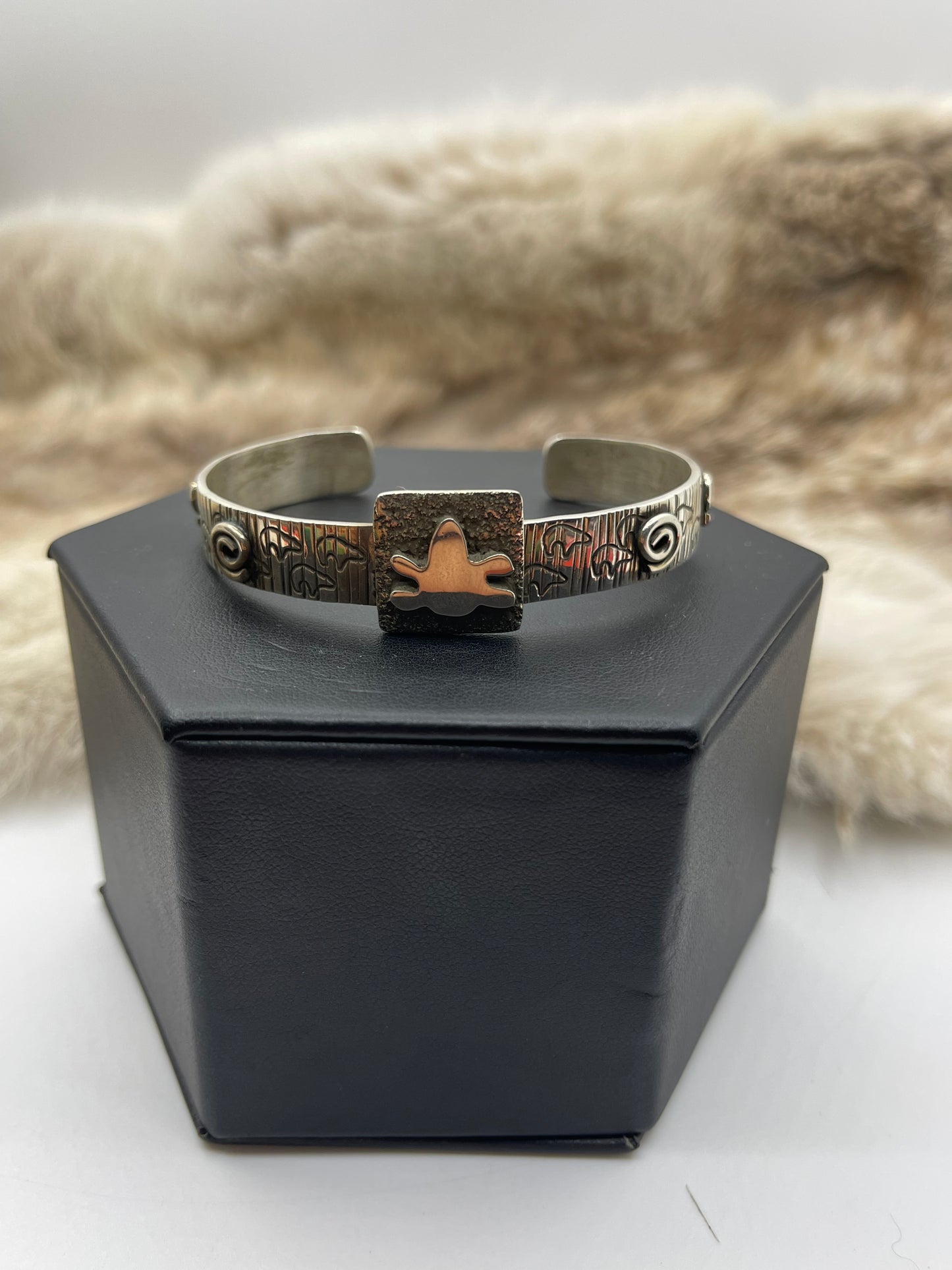 5.75”-7" Turtle Mini Petroglyph Cuff by Alex Sanchez, Navajo