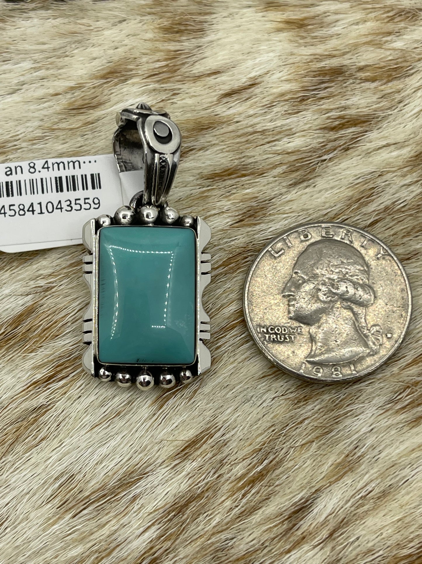 Turquoise Rectangle Pendant with an 8.4mm Bale by Phyllis Smith, Navajo