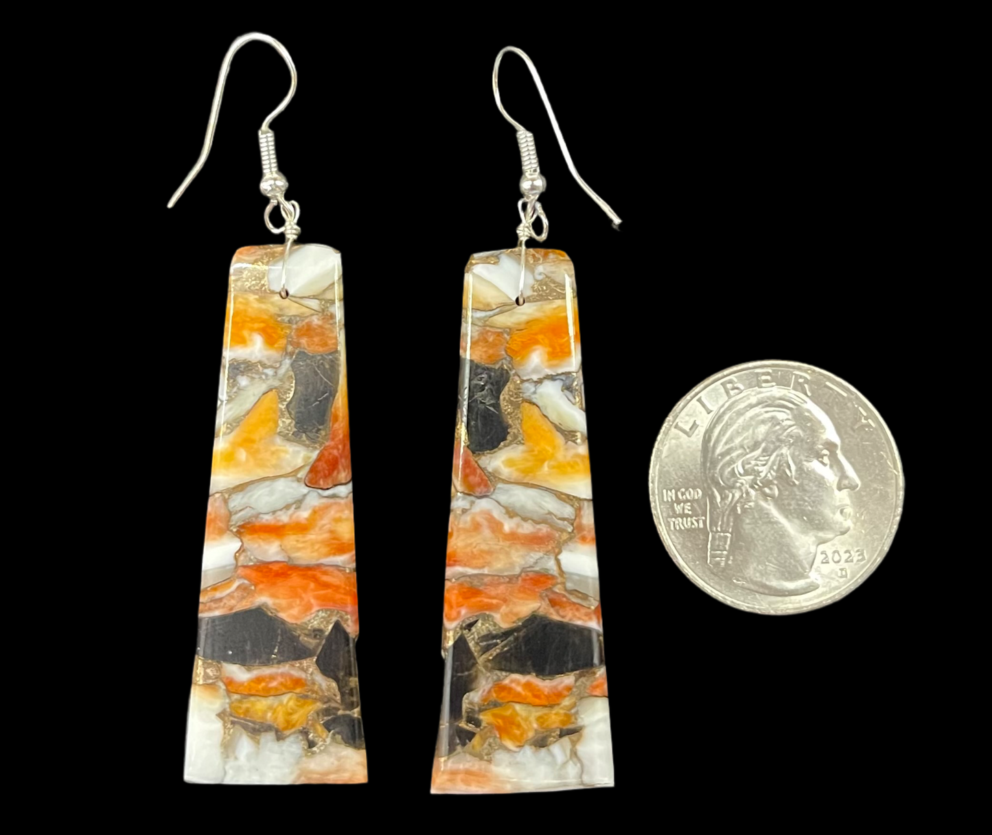 Spiny Bronze Slab Earrings by Jameson Pete, Navajo