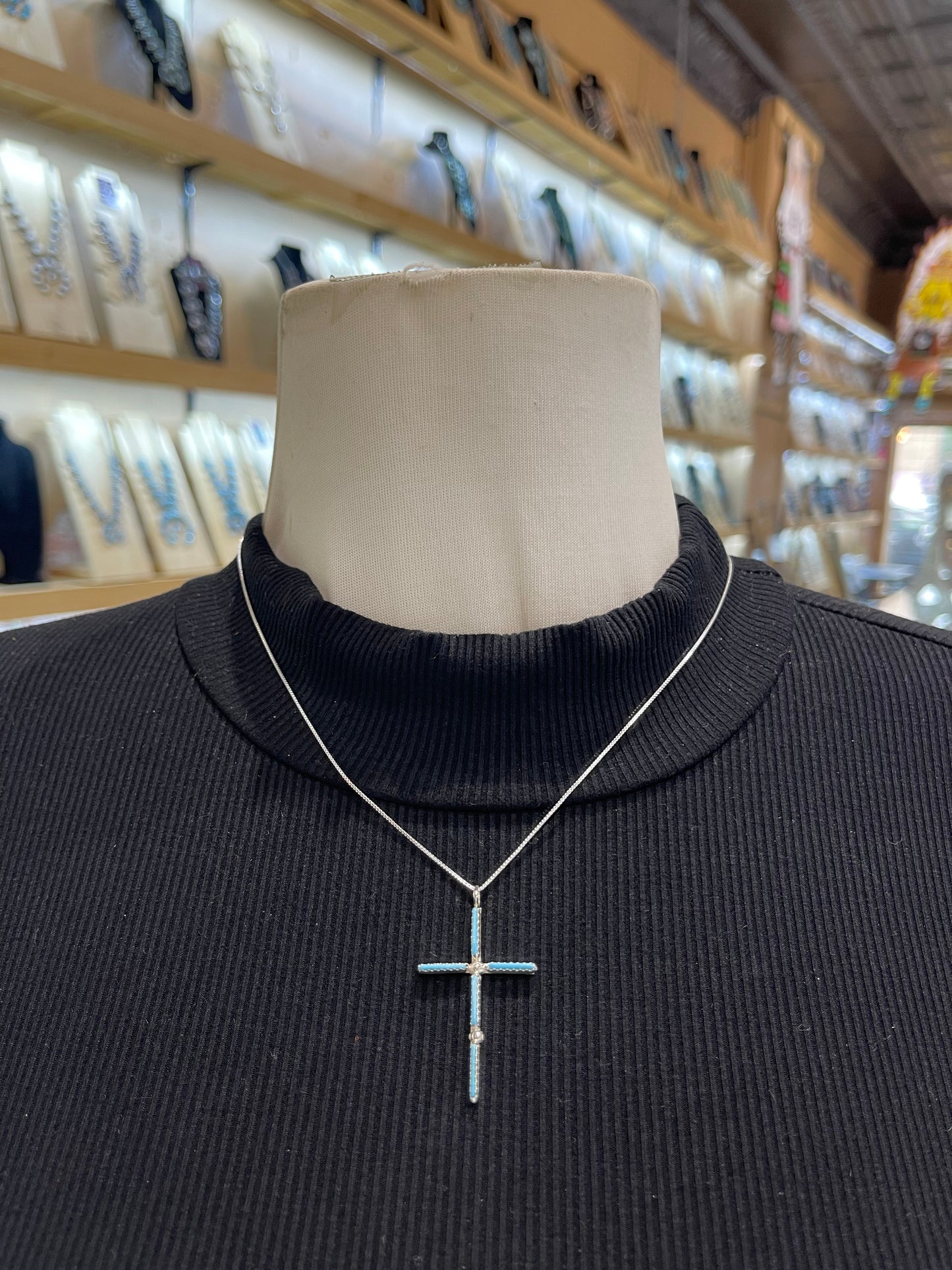 18" Inlay Zuni Sundance Pendant by James Cheama, Zuni