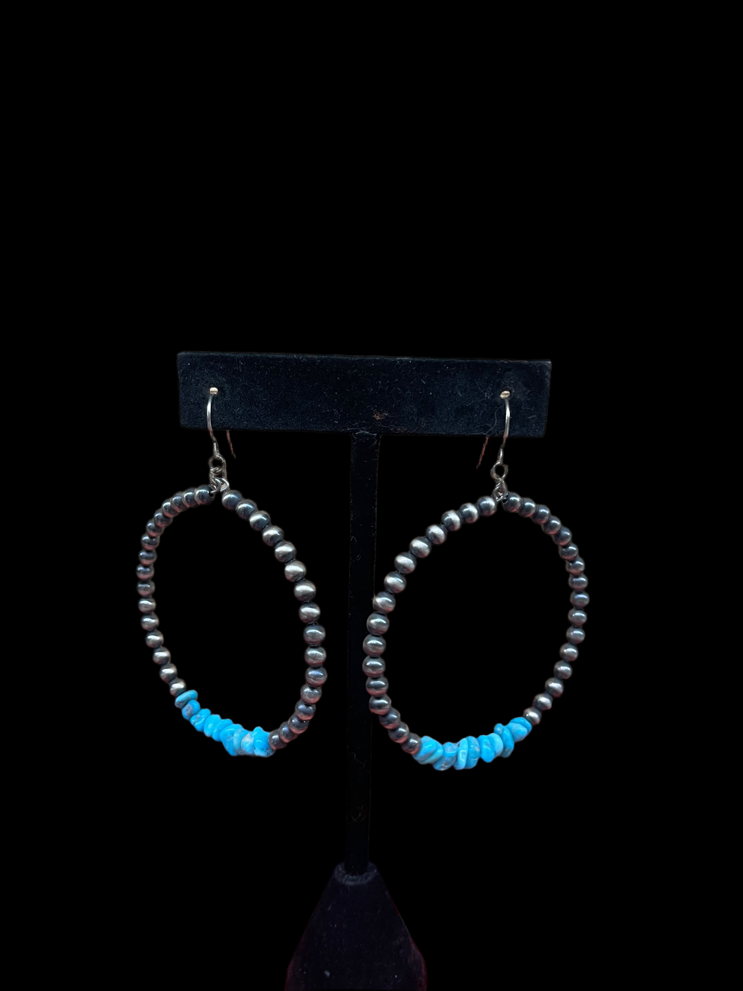 4mm Navajo Pearl Hoops Chunk of Natural Sleeping Beauty