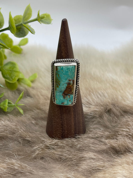 6.0 Rectangle Kingman Turquoise Ring