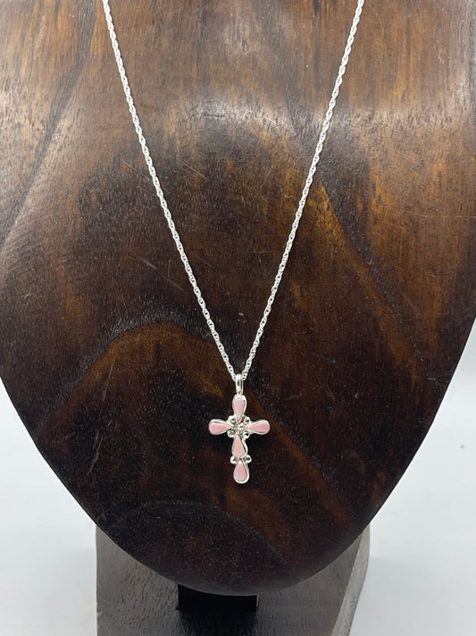 LOT 12 5/24 18" Inlaid Pink Conch Shell Necklace by Bryce Vacit, Zuni