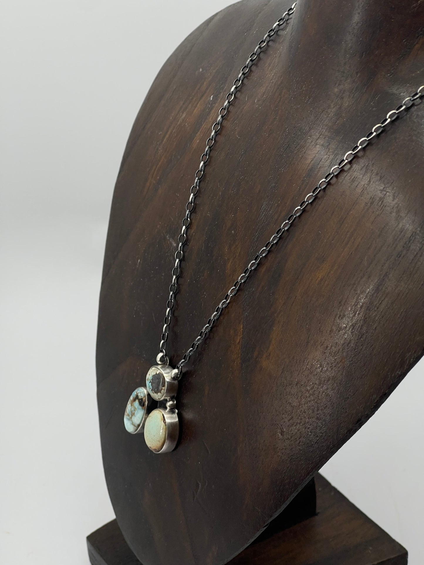 16" 3 Stone Golden Hills Turquoise Necklace by Donovan Skeets, Navajo