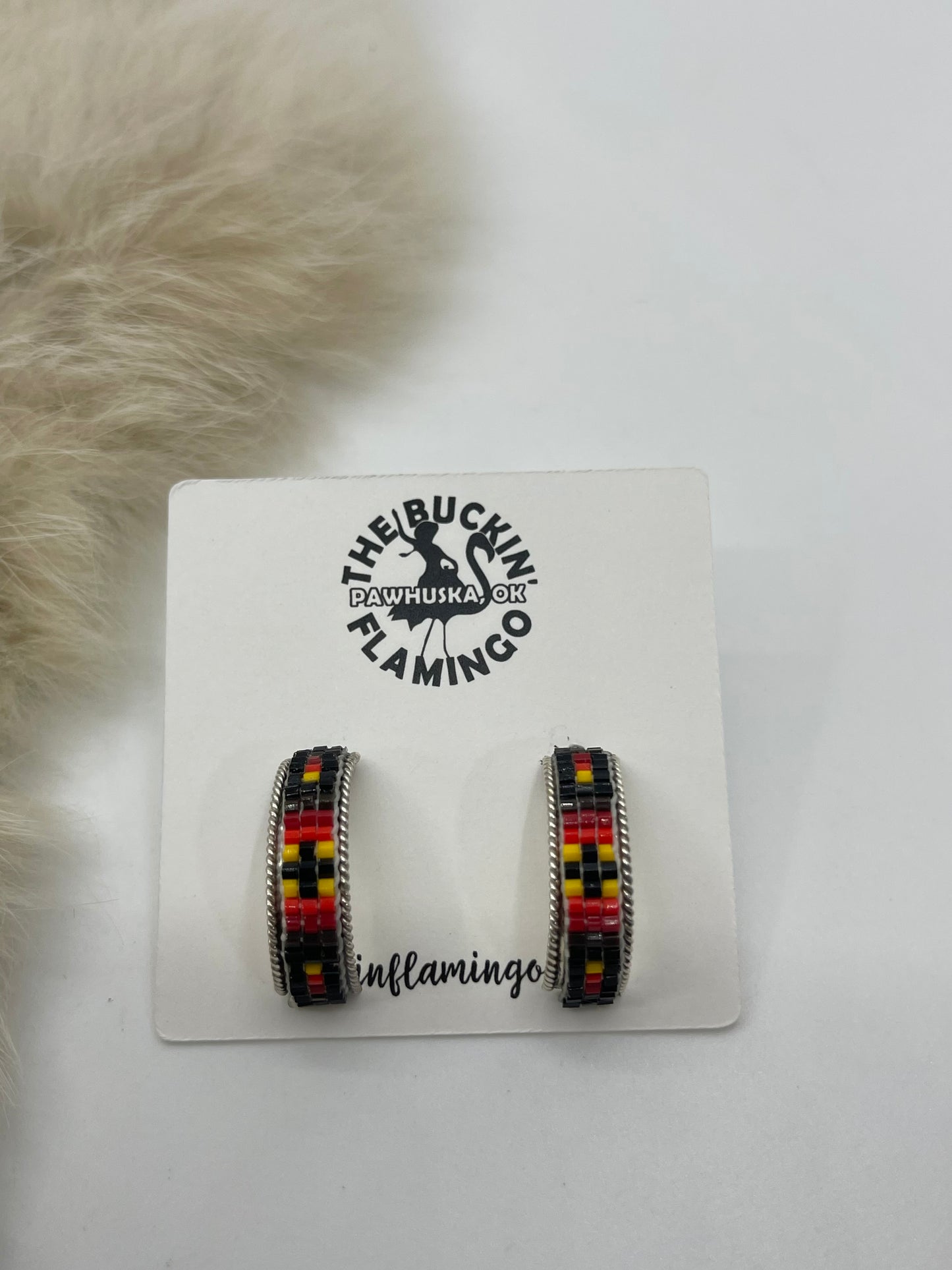 Beaded Half Hoop Earrings by Lucille Ramone, Navajo