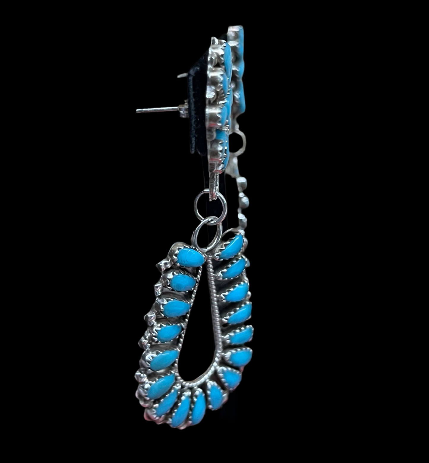 Sleeping Beauty Turquoise Cluster Dangles by Irene Notah, Navajo