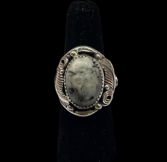 6.5 White Buffalo Ring by Darrell Morgan, Navajo