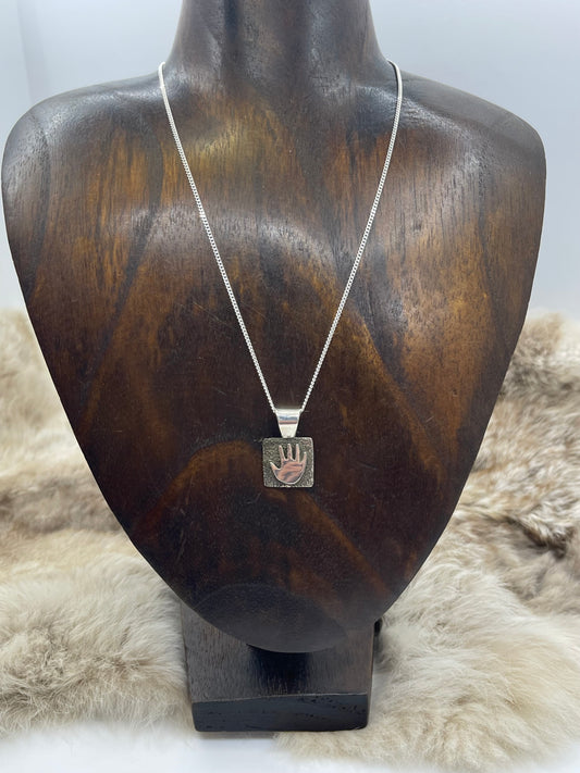 5.3mm Bale Mini Hand Pendant on 16" Chain by Alex Sanchez, Navajo