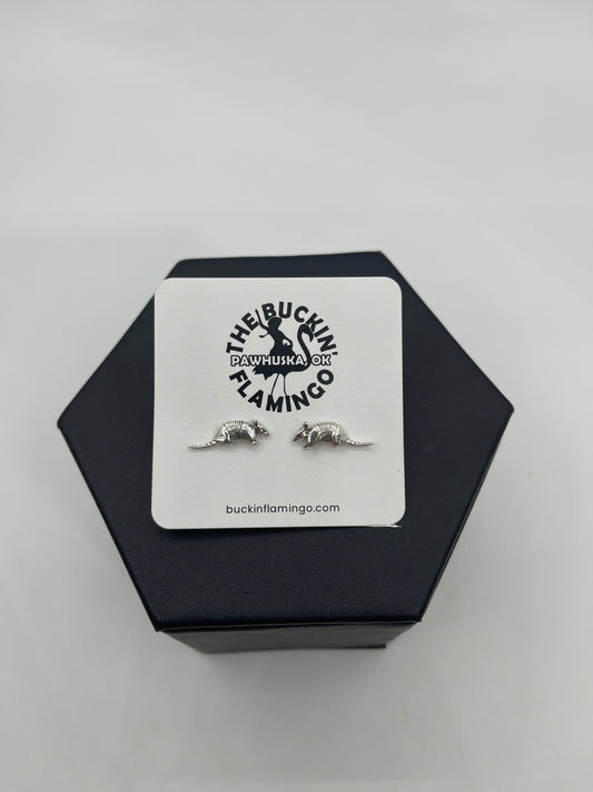 Sterling Silver Armadillo Post Earrings