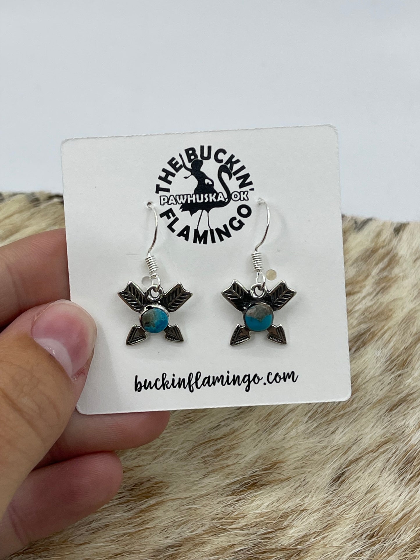 Crossed Arrow Turquoise Dangle Earrings