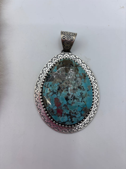 Kingman Turquoise Pendant by Jeff Largo, Navajo