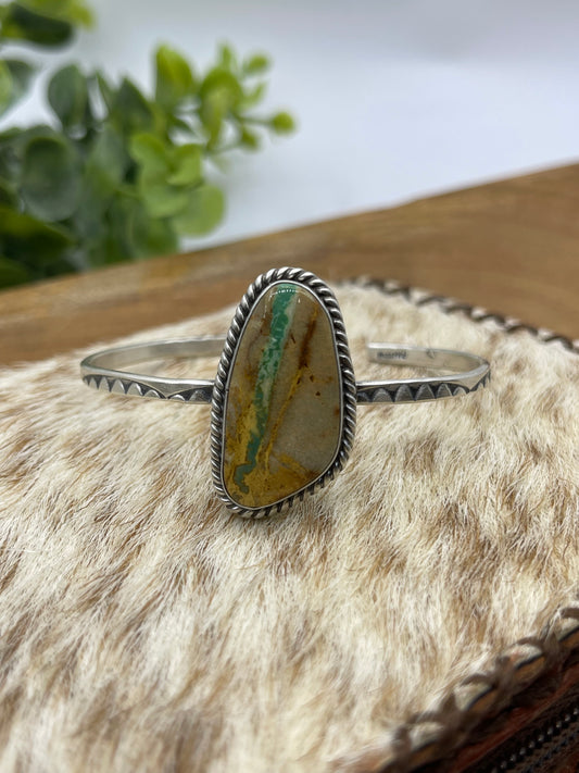 5.5" - 7" Royston Ribbon Turquoise Cuff by Donovan Skeet, Navajo
