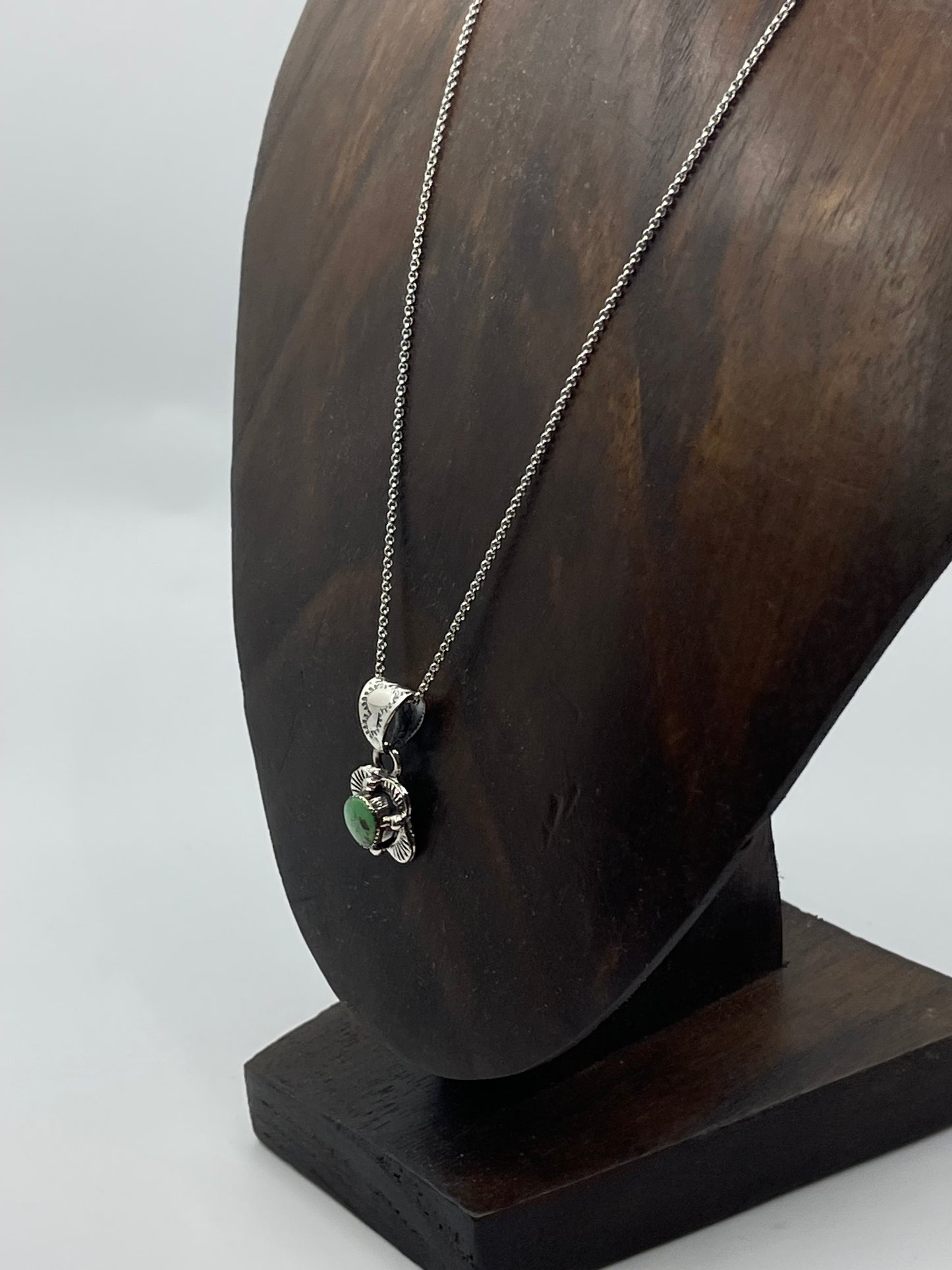 18" Green Turquoise Pendant Necklace by Charlene Yazzie, Navajo
