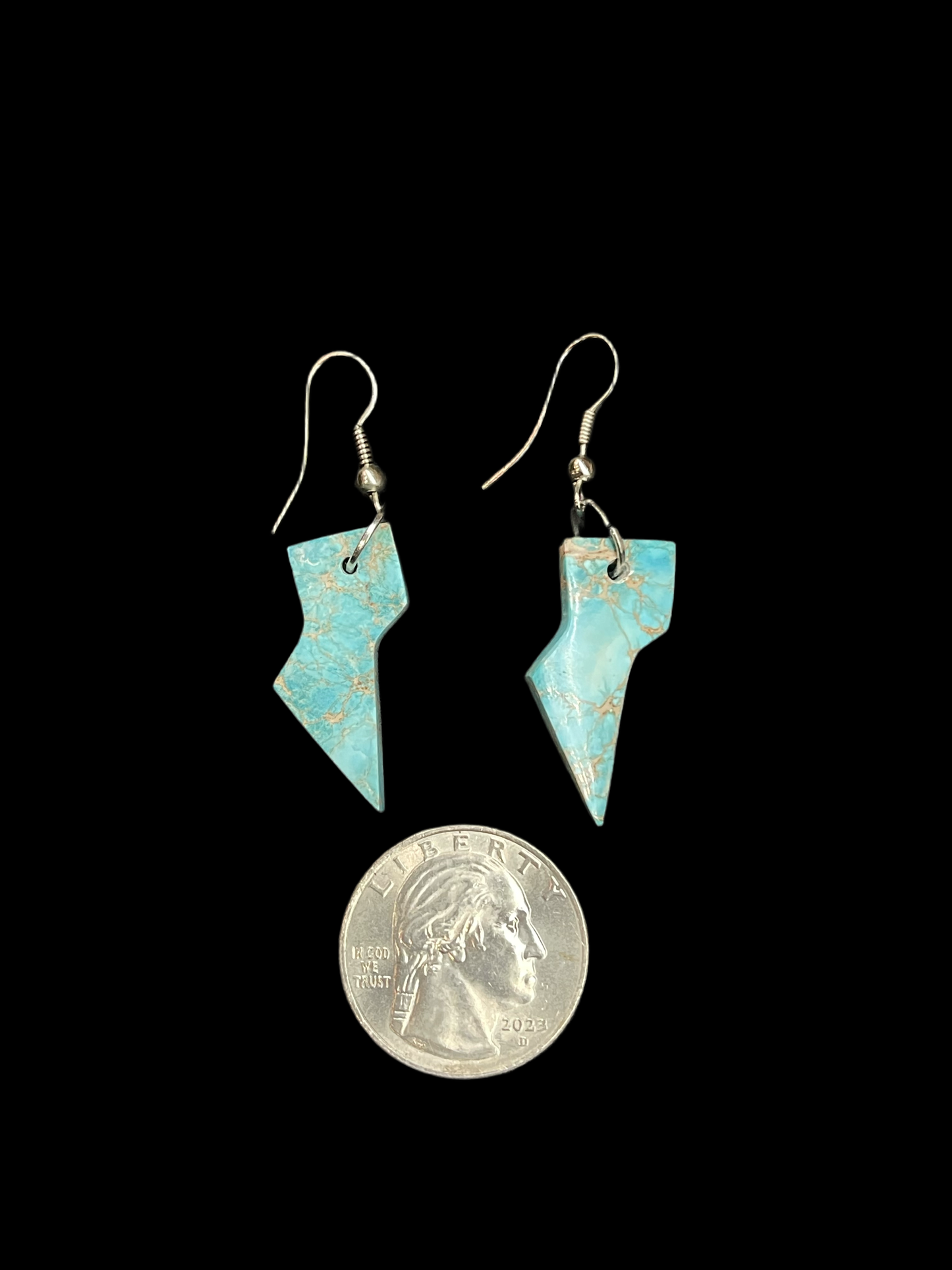 Turquoise Lightning Bolt Dangle Earrings