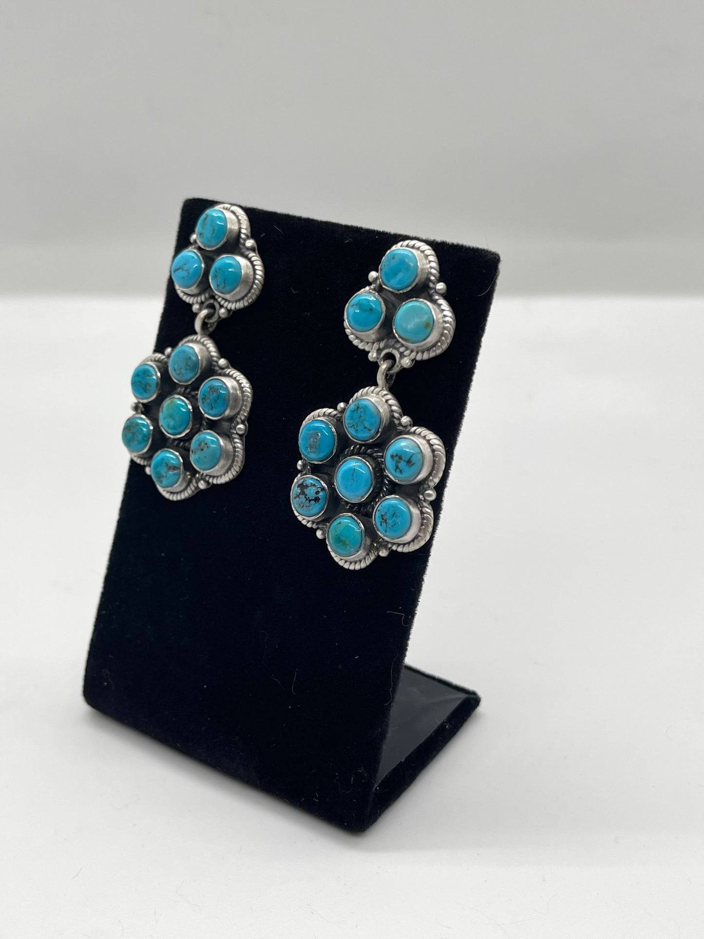 Sleeping Beauty Turquoise Cluster Post Dangle Earrings by Zia