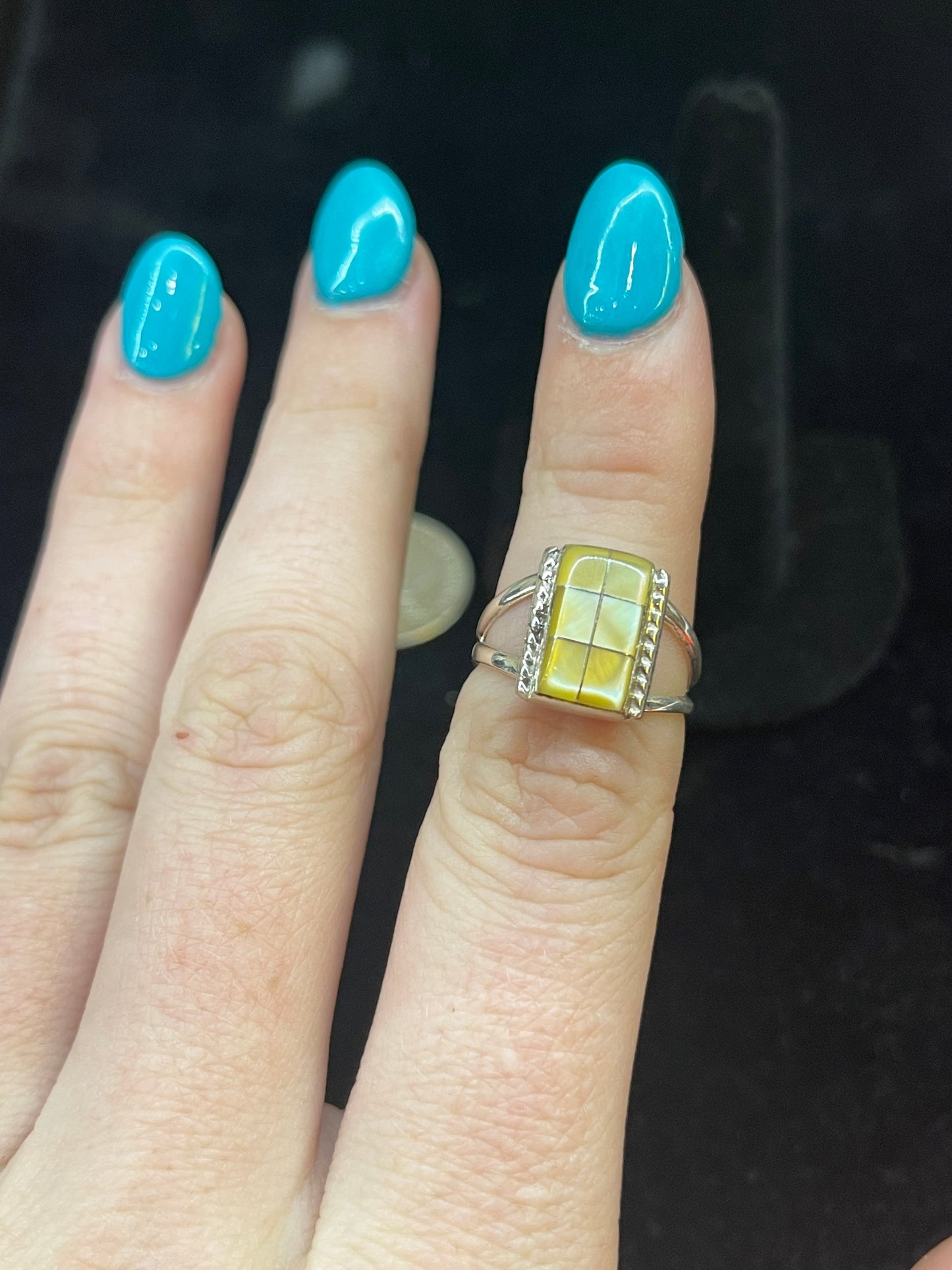 Yellow Opal Rectangle Ring