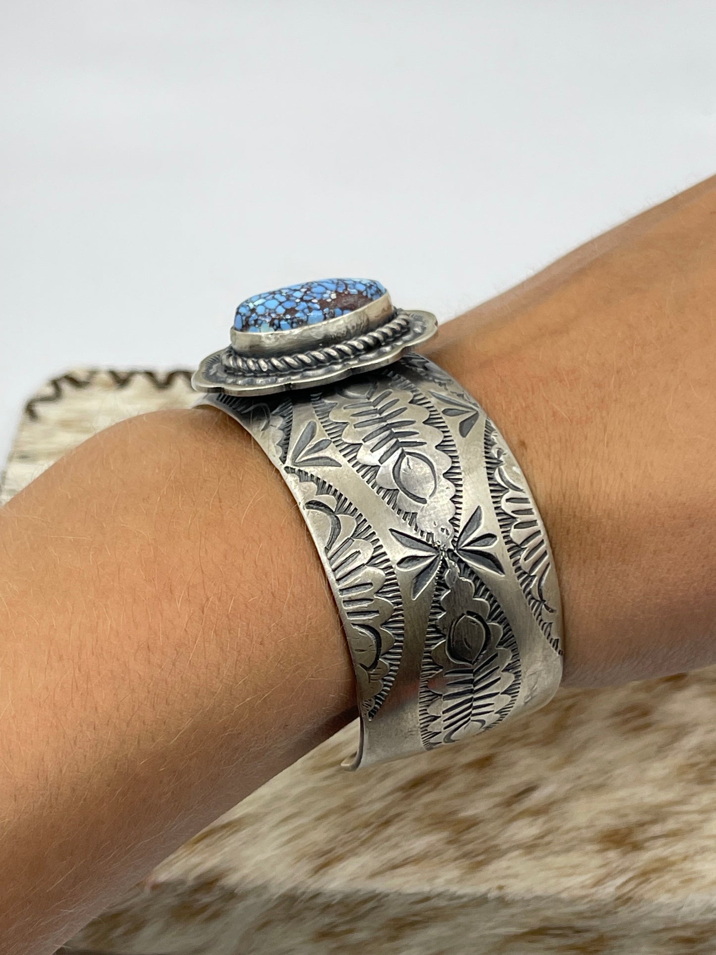Golden Hill Turquoise 6”-7 1/2” Cuff by Boyd Ashley, Navajo