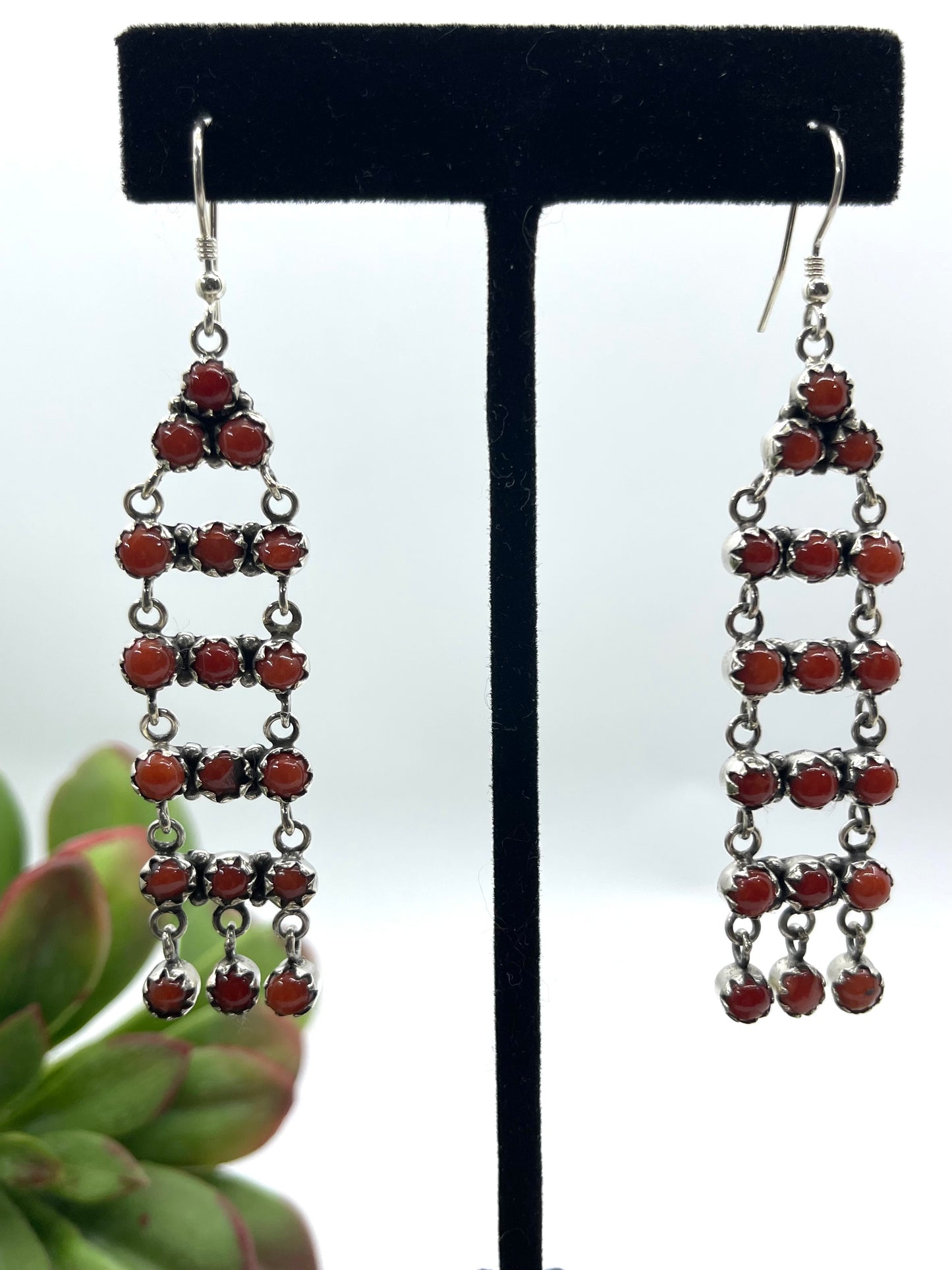 Red Coral Chandelier Earrings
