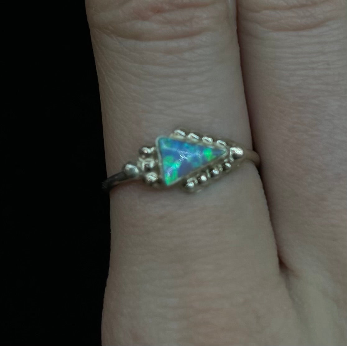 8.0 Blue Opal Triangle Ring