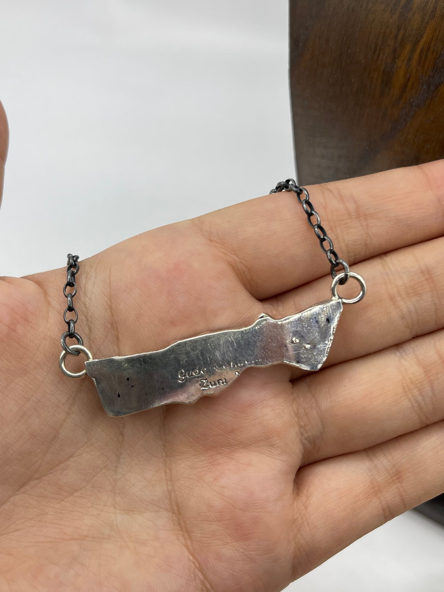 18" 3 Stone Purple Spiny Oyster Shell Necklace by Jude Candeleria, Zuni