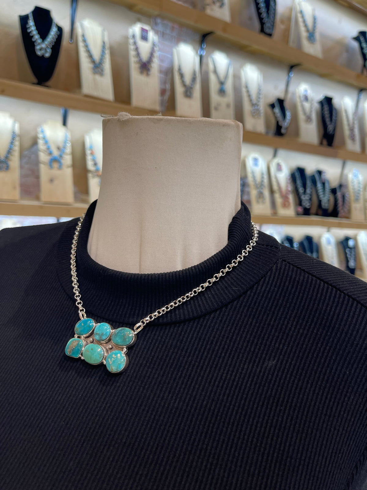 17" 6 Stone Kingman Turquoise Necklace