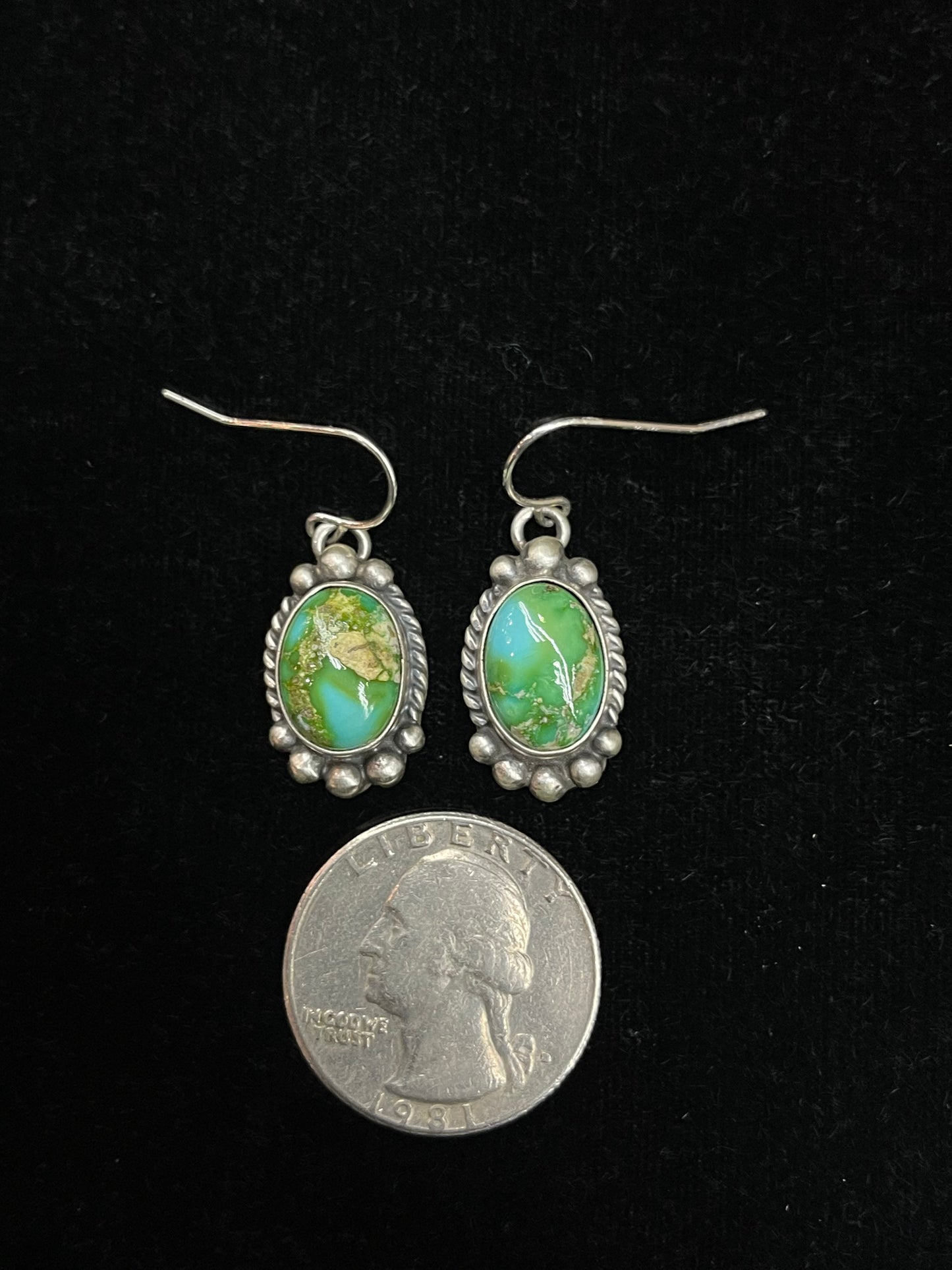 Sonoran Gold Turquoise Dangle Earrings by Donovan Skeet, Navajo