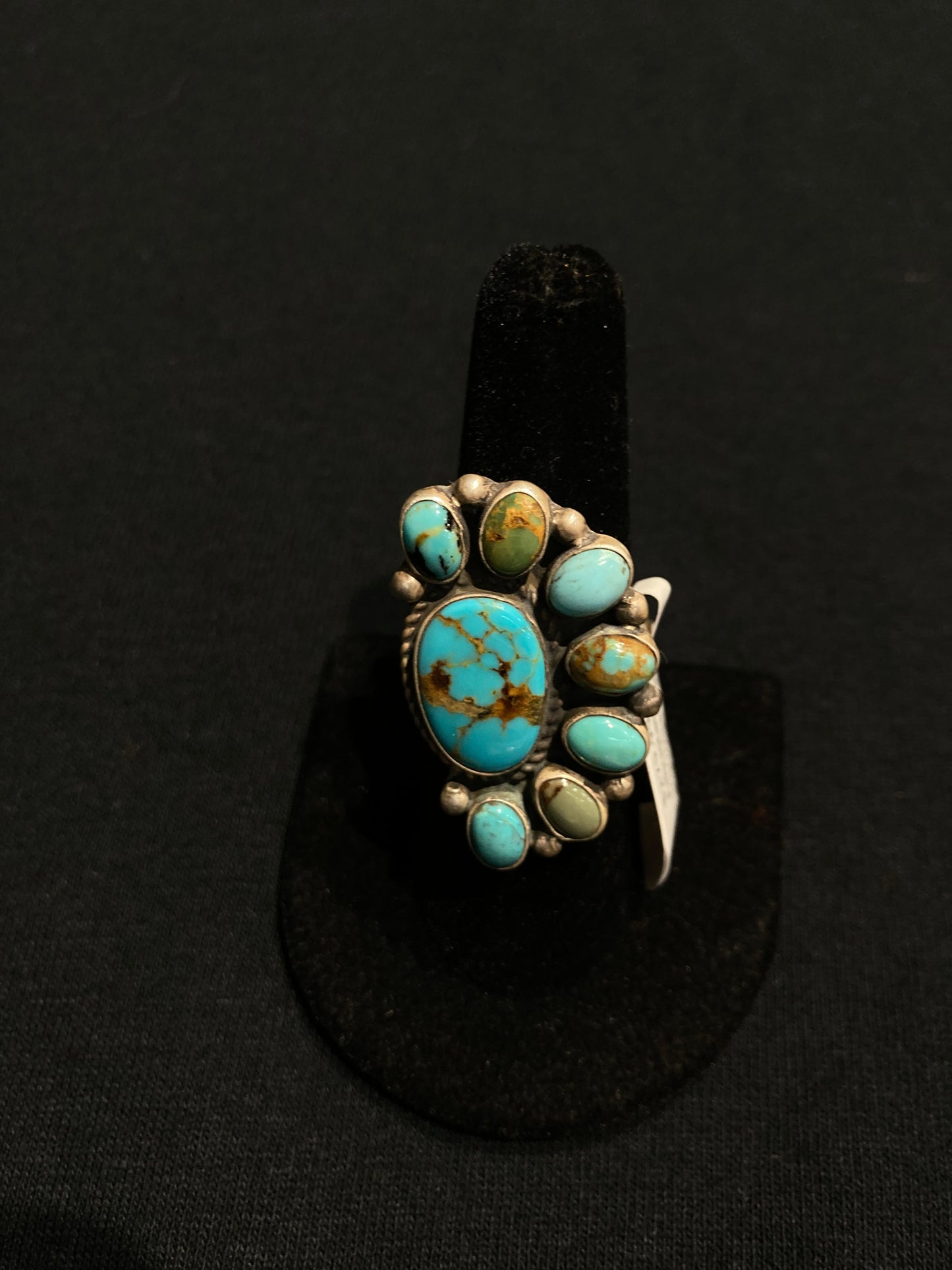 Adjustable Turquoise Half Cluster Ring by Geraldine James, Navajo