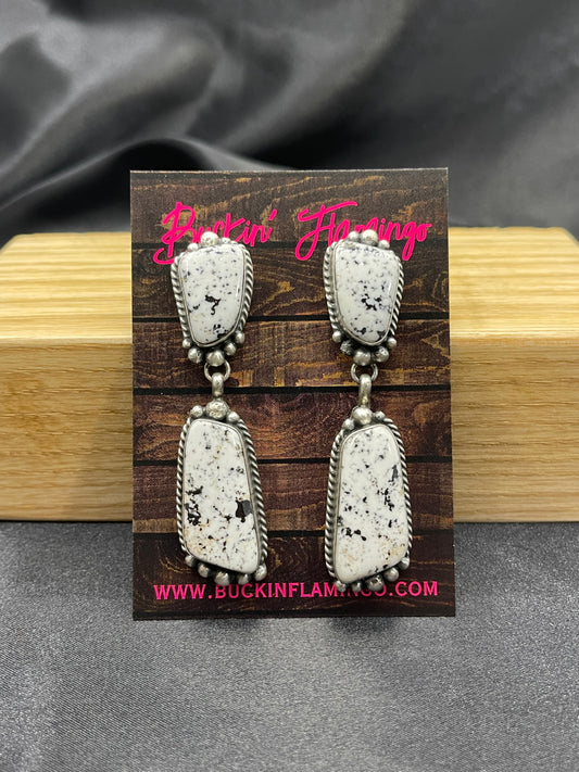 White Buffalo Double Dangle Earrings