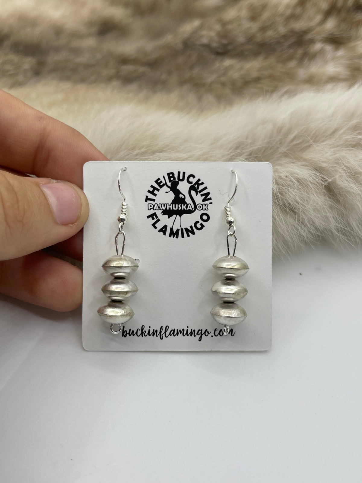 9mm Handmade Navajo Pearl Earrings by Tylena Nez, Navajo