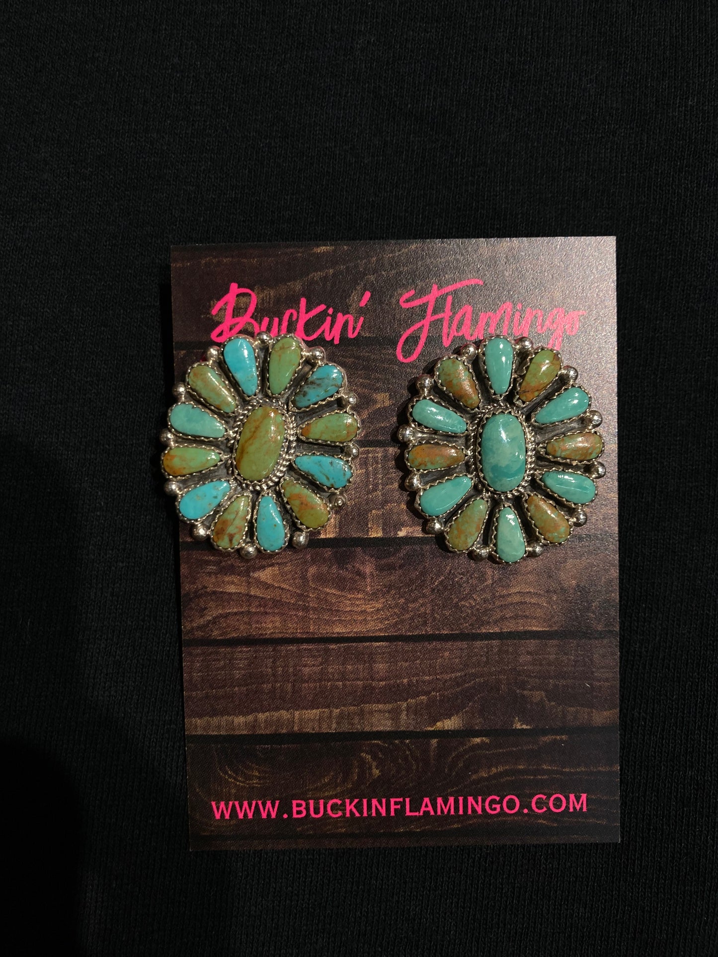 Turquoise Cluster Post Earrings by Alicia Wilson, Navajo