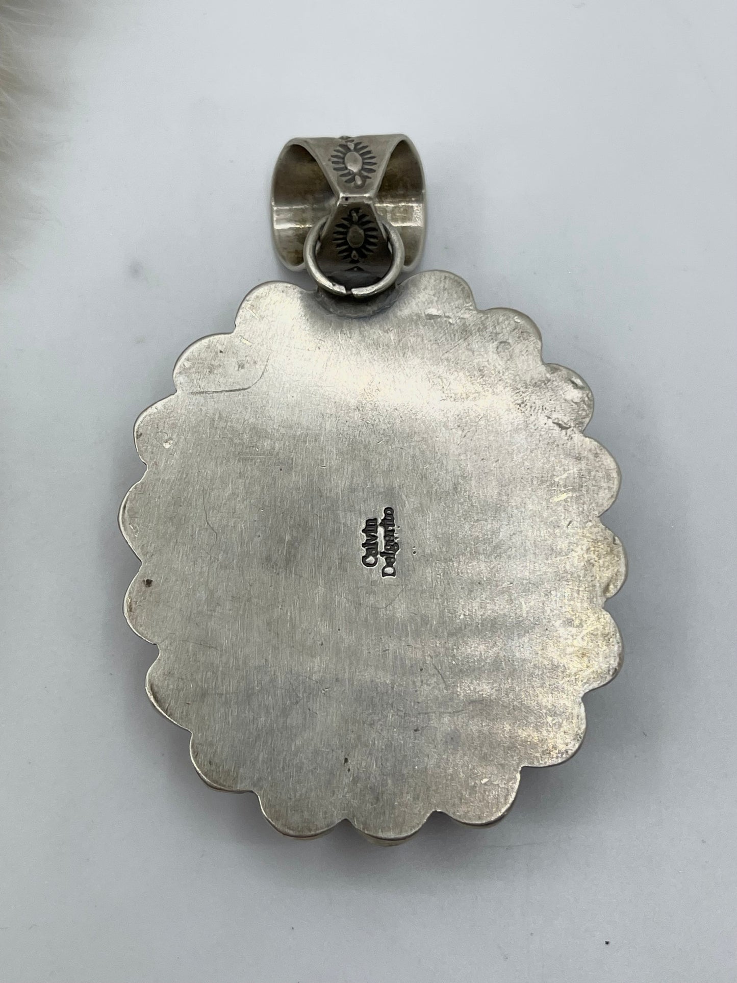 Black Onyx & Pink Conch Shell Cluster Pendant by Calvin Delgarito, Navajo