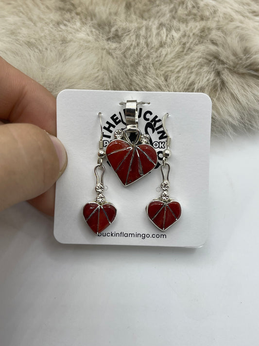 Red Coral Earring & Pendant Set by Ola Eriacho