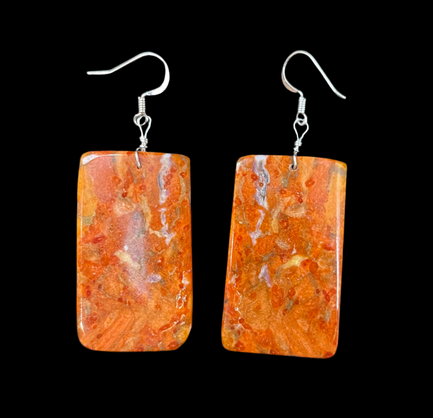 Apple Coral Slab Earrings by Joe Garcia, Santo Domingo