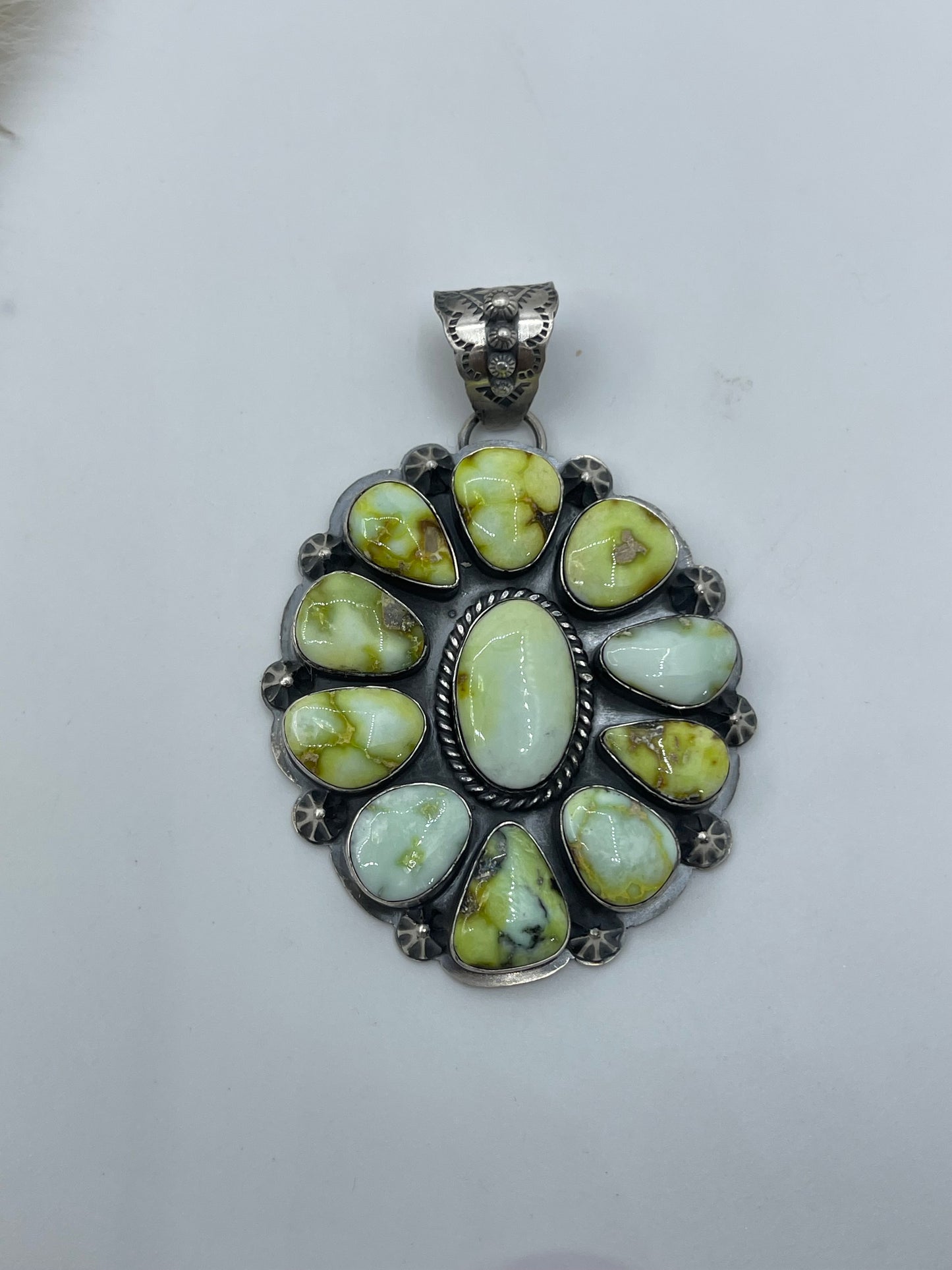 Palomino Turquoise Cluster Pendant by Jeff Largo, Navajo