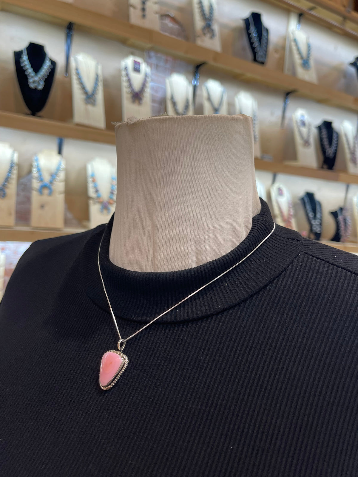 18" Pink Conch Shell by David Lopez, Navajo