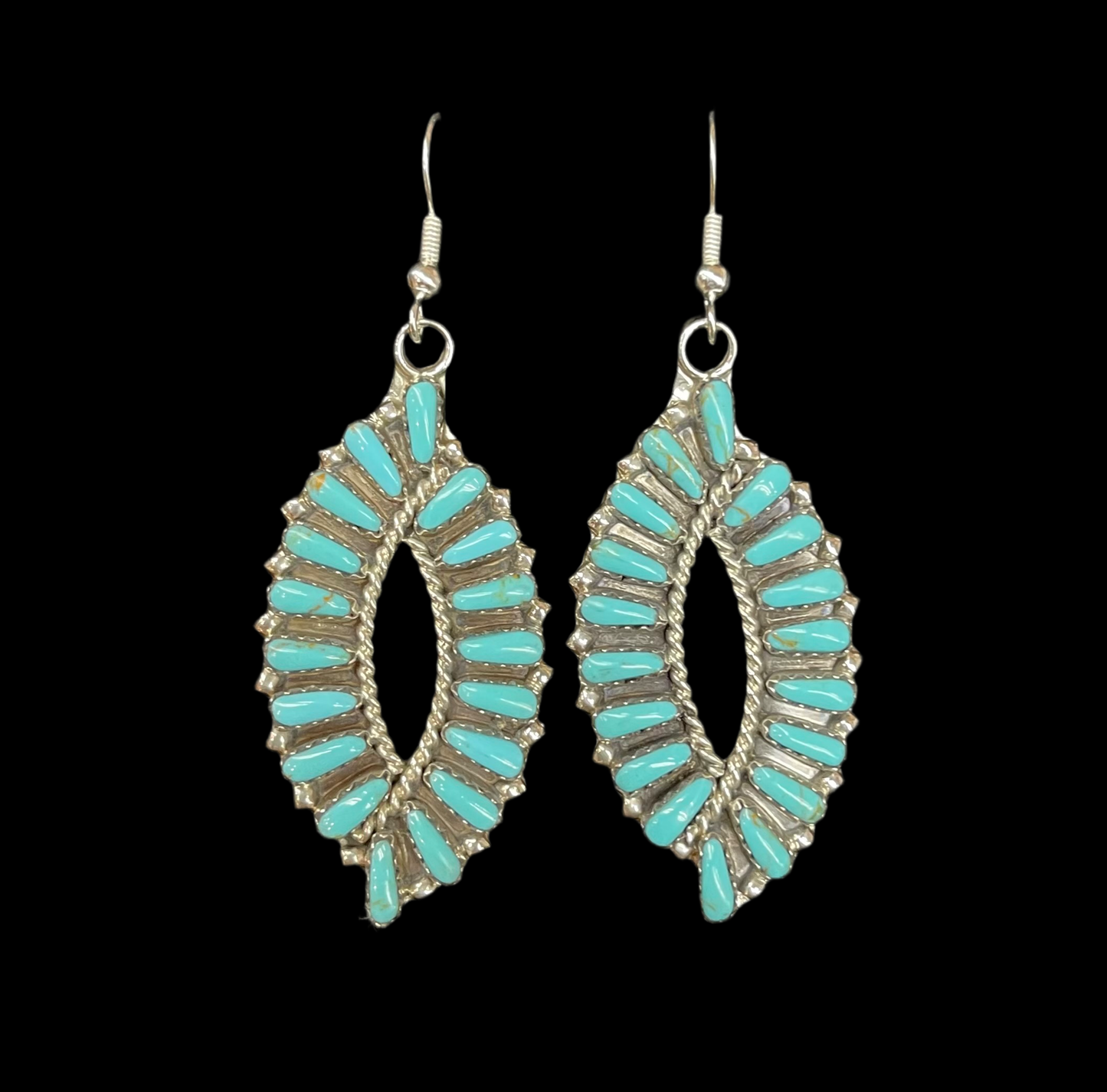 Multi-Stone Turquoise Hook Dangle Earrings by Tamara Benally, Navajo