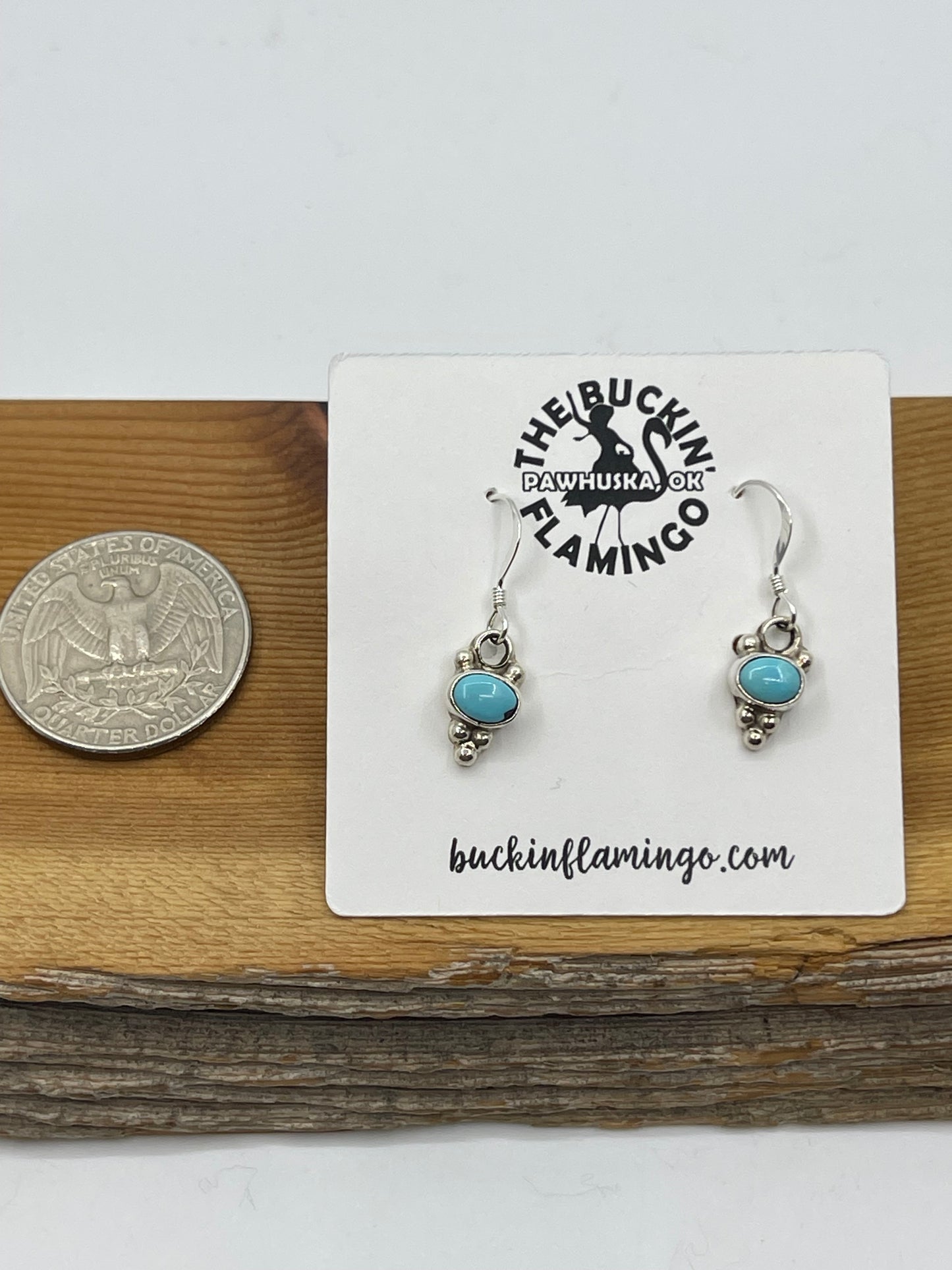 Dainty Turquoise Dangle Earrings by Adelarae Yazzie, Navajo