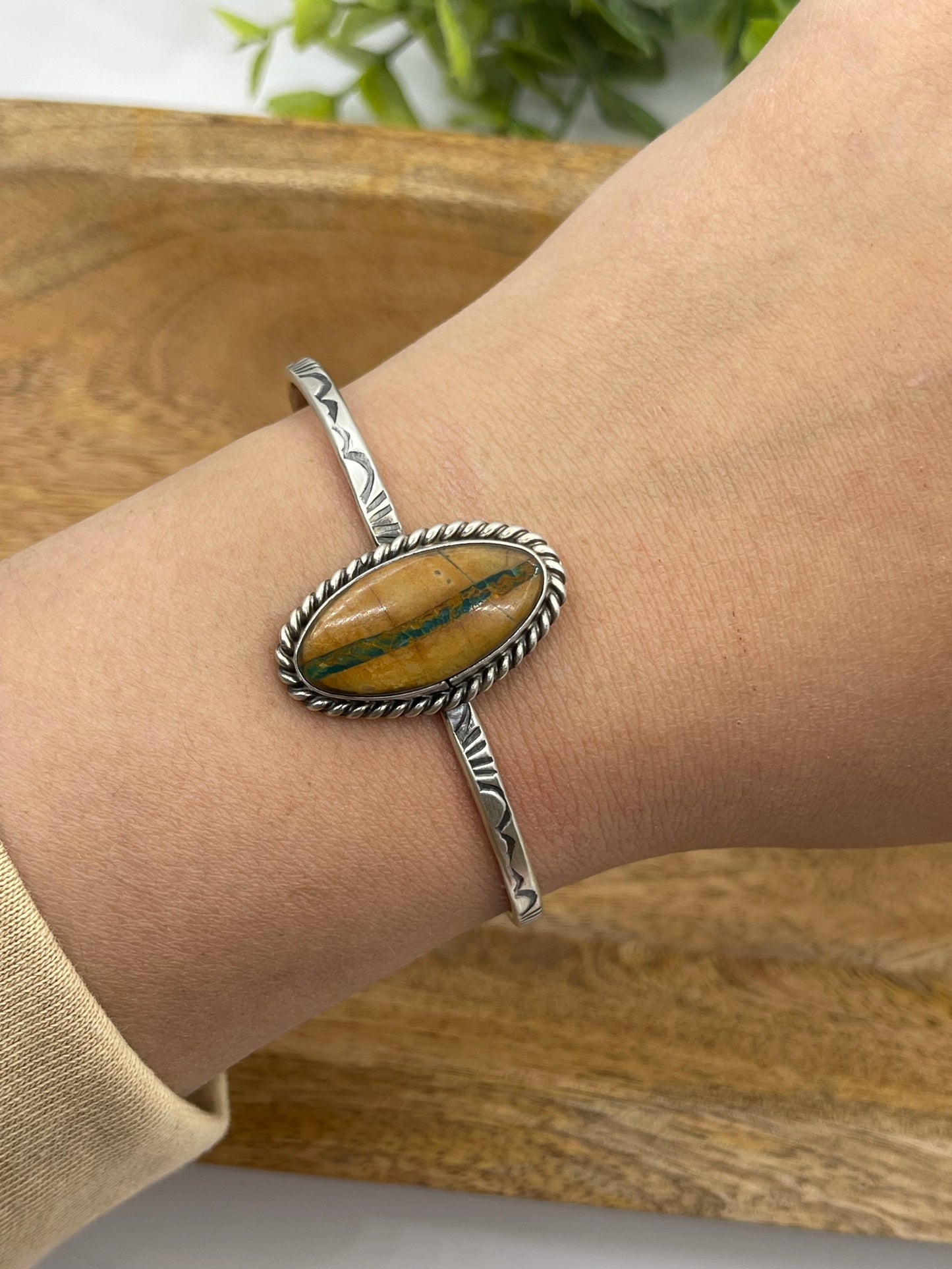 5.5" - 7" Royston Ribbon Turquoise Cuff by Donovan Skeet, Navajo