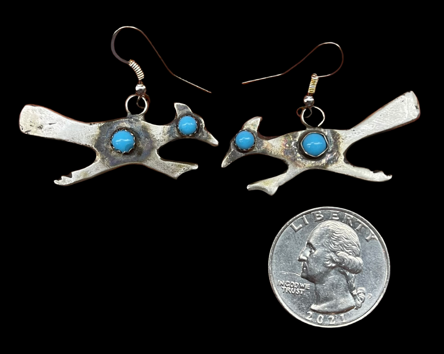 Road Runner with Kingman Turquoise Dangle Earrings