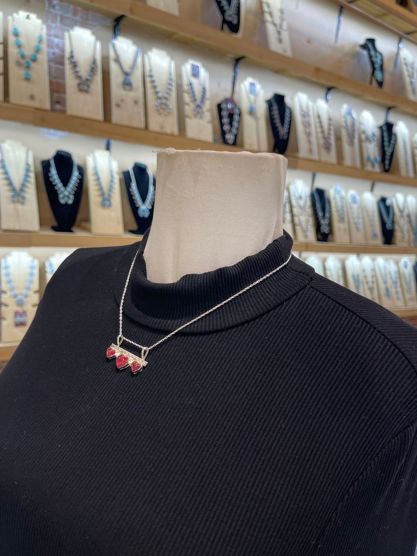 18" Chain with Dark Pink Opal 3.5mm Bale by Donoran Mahler, Navajo