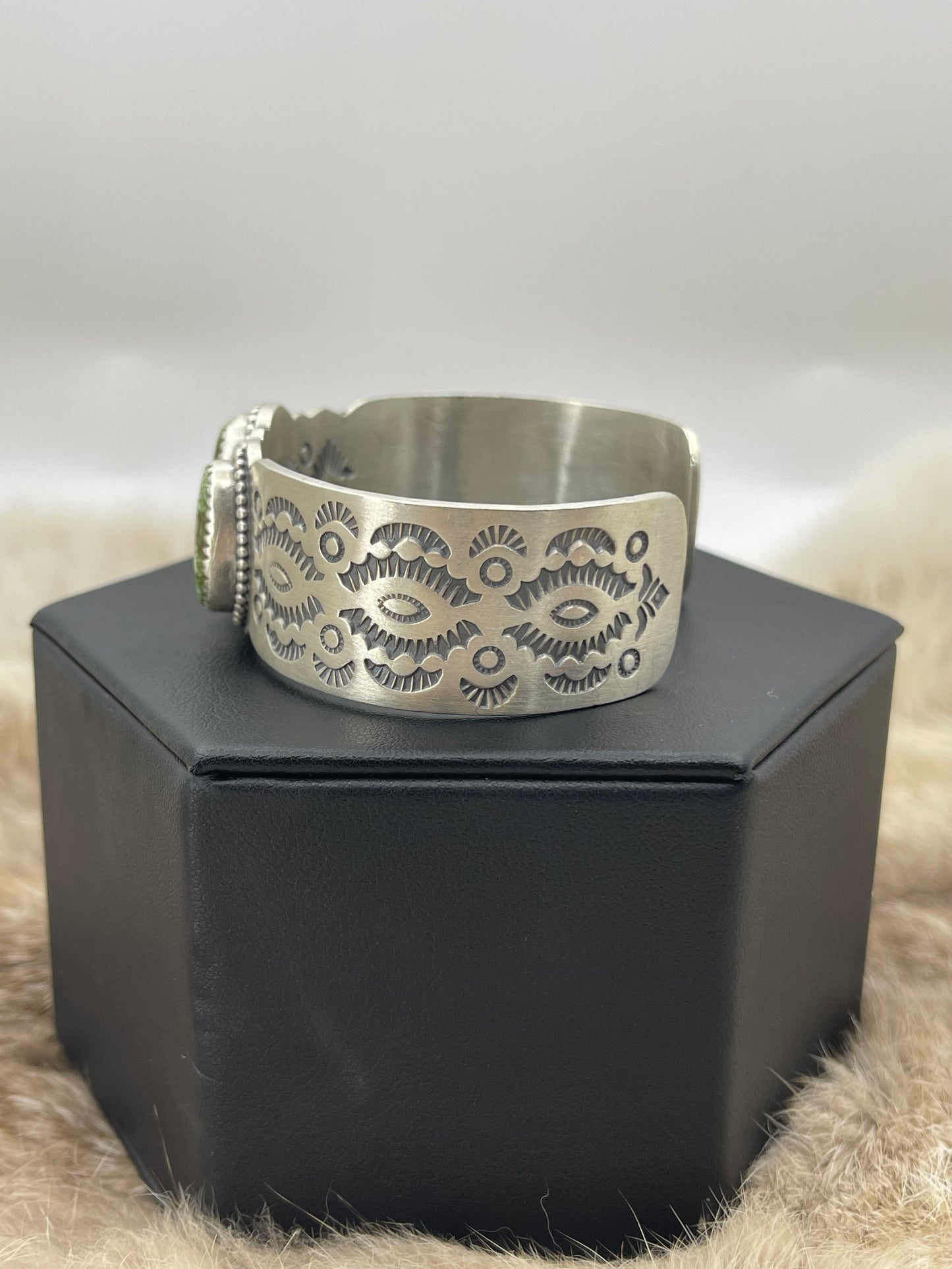 6"- 7.75" 3 Stone Sonoran Gold Turquoise Cuff