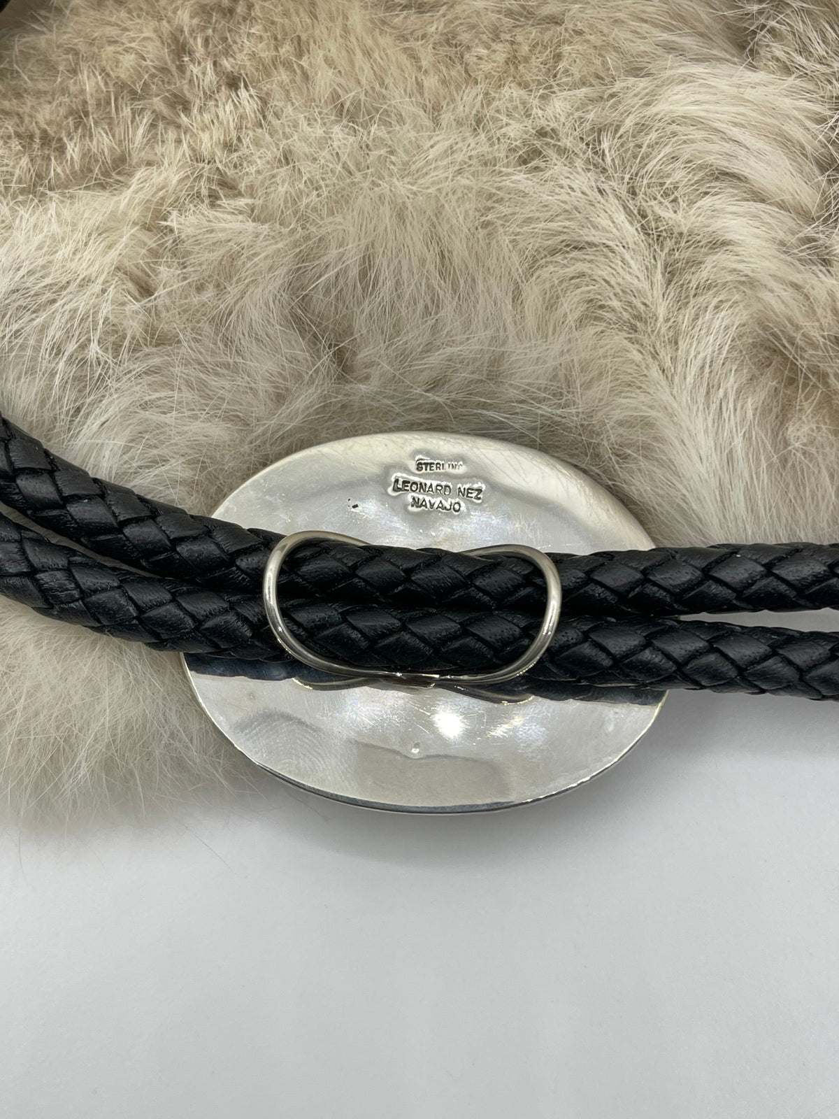 Red Coral Belt Buckle & Bolo Tie Set by Leonard Nez, Navajo